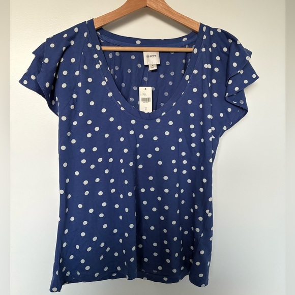 NWT Maeve Scoop-Neck Flounce-Sleeve Tee | Size Medium - Picture 2 of 5